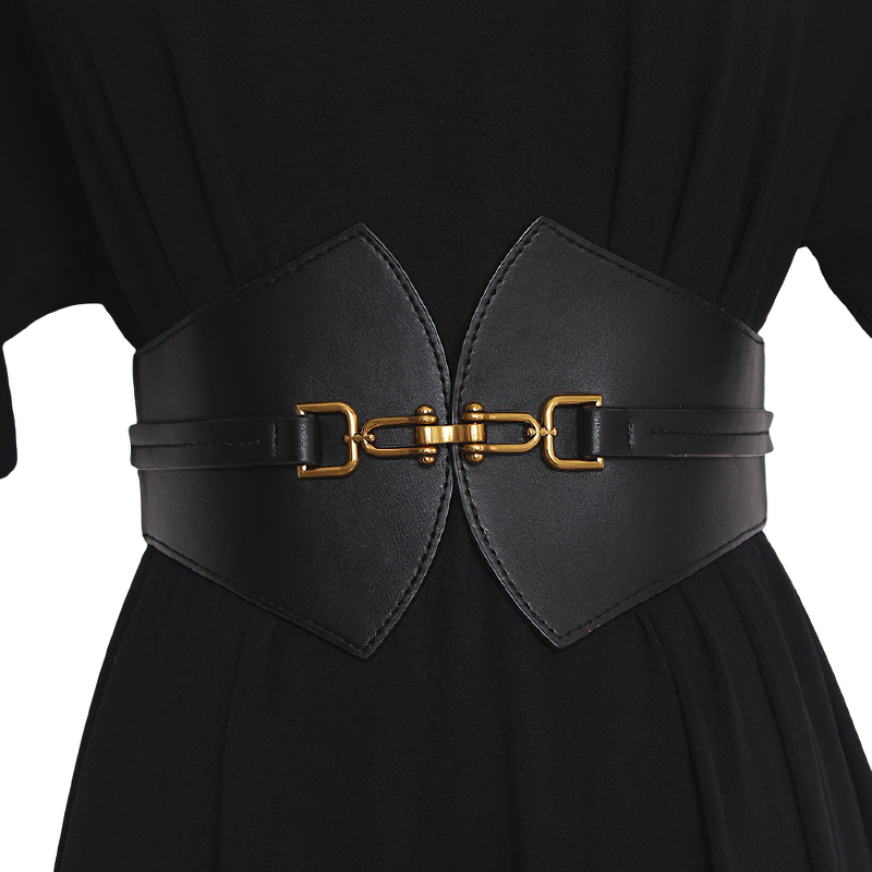 Designer PU Leather Wide Belt for Women / Vintage Corset Belt for Dresses - HARD'N'HEAVY