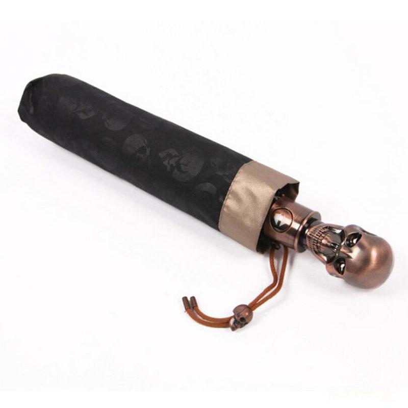 Devil Skull Handle Umbrella in a stylish black cover, featuring a unique skull-shaped handle for a cool, unisex accessory.