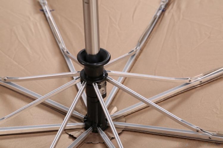 Close-up of the framework of a fully-automatic Devil Skull Handle Umbrella showing its sturdy construction and folding design.