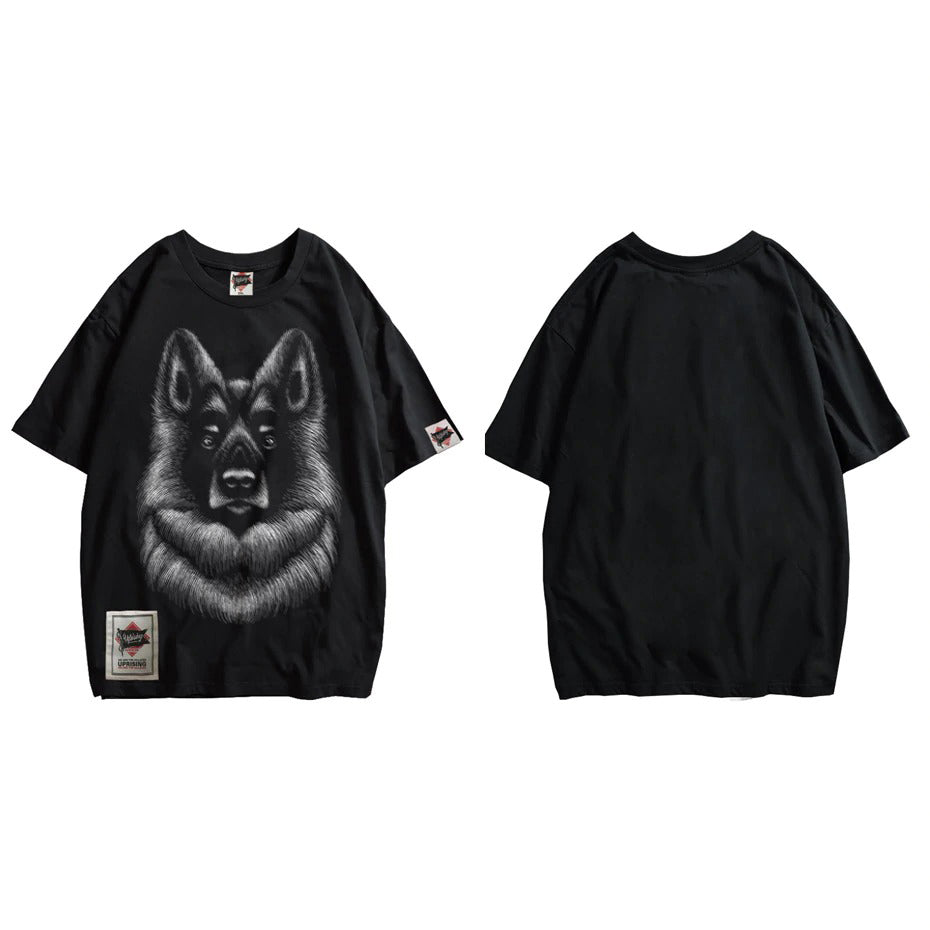 Dog Print Men's Cool T-Shirt / Breathable Summer T-Shirt / Black O-Neck Clothing With Short Sleeve - HARD'N'HEAVY