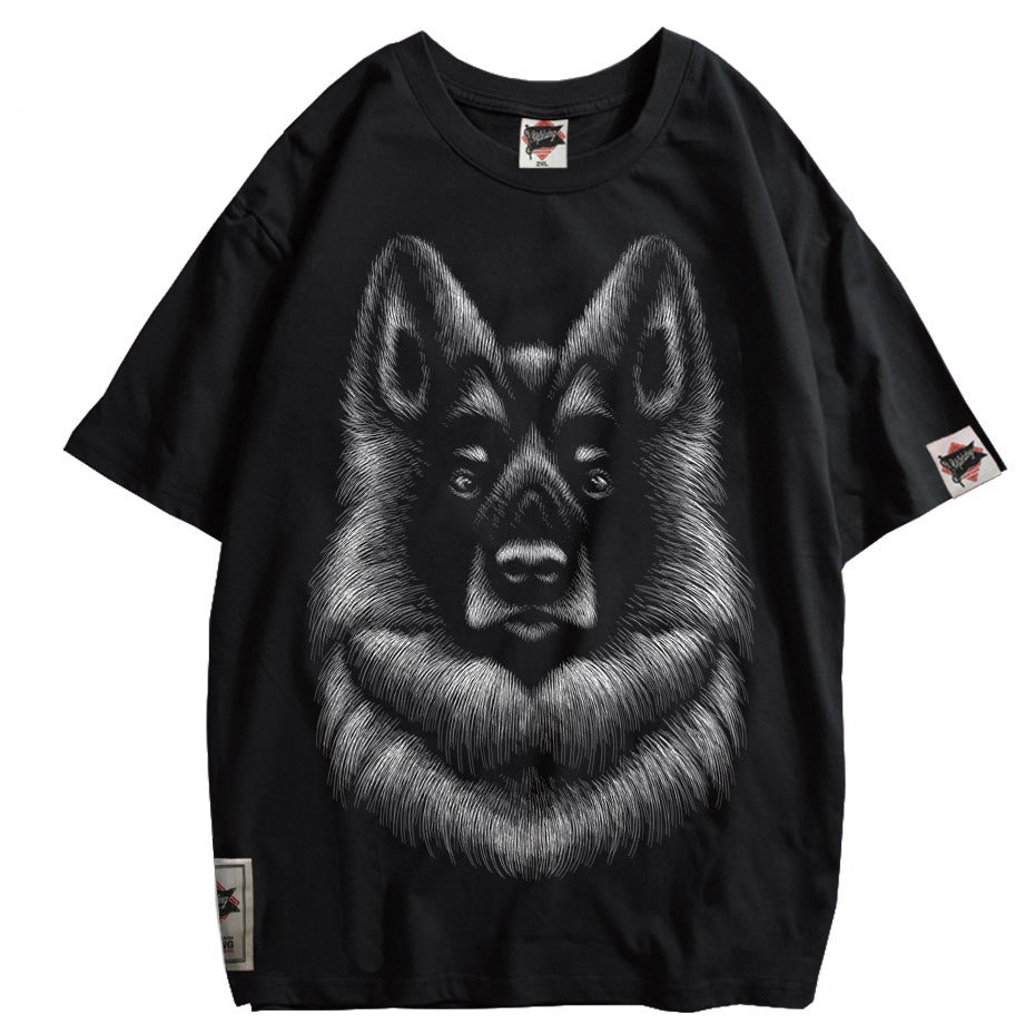 Dog Print Men's Cool T-Shirt / Breathable Summer T-Shirt / Black O-Neck Clothing With Short Sleeve - HARD'N'HEAVY