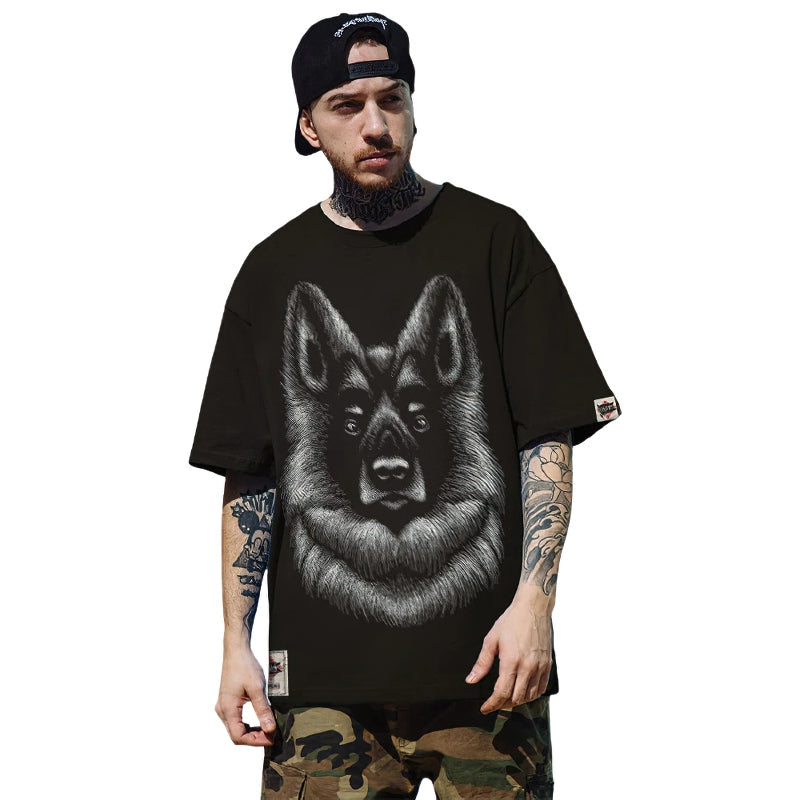 Dog Print Men's Cool T-Shirt / Breathable Summer T-Shirt / Black O-Neck Clothing With Short Sleeve - HARD'N'HEAVY