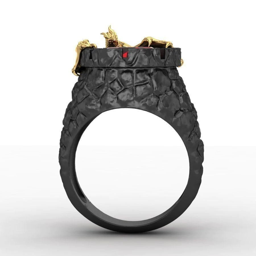 Domineering dragon ring in black zinc alloy for unisex, featuring unique punk design perfect for rock and goth fashion.