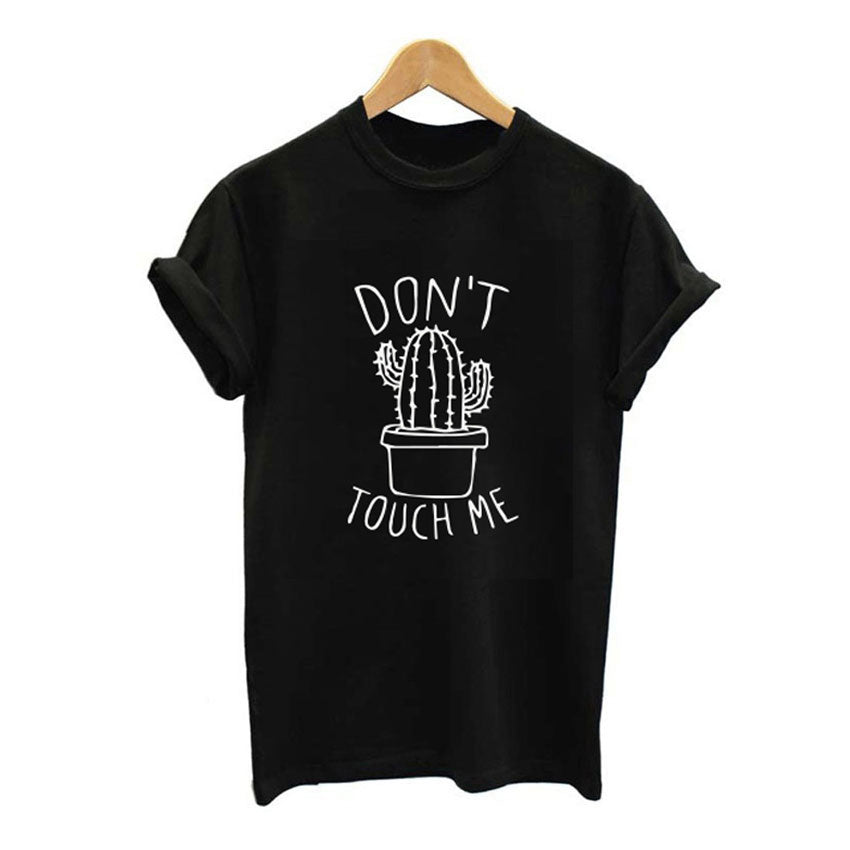 DON'T TOUCH ME Print and Cactus T-shirt / Women Rock Style Graphic Tees - HARD'N'HEAVY