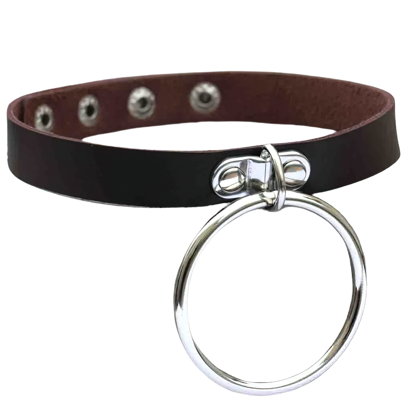 A gothic style double layer lock chain choker necklace featuring a silver padlock pendant on PU leather.