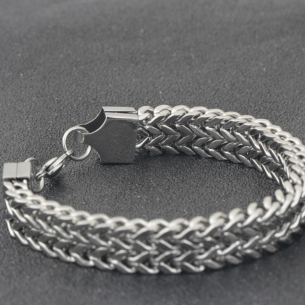 Double Side Chain Bracelet with Clasp / Men's and Women's Stainless Steel Wristband - HARD'N'HEAVY