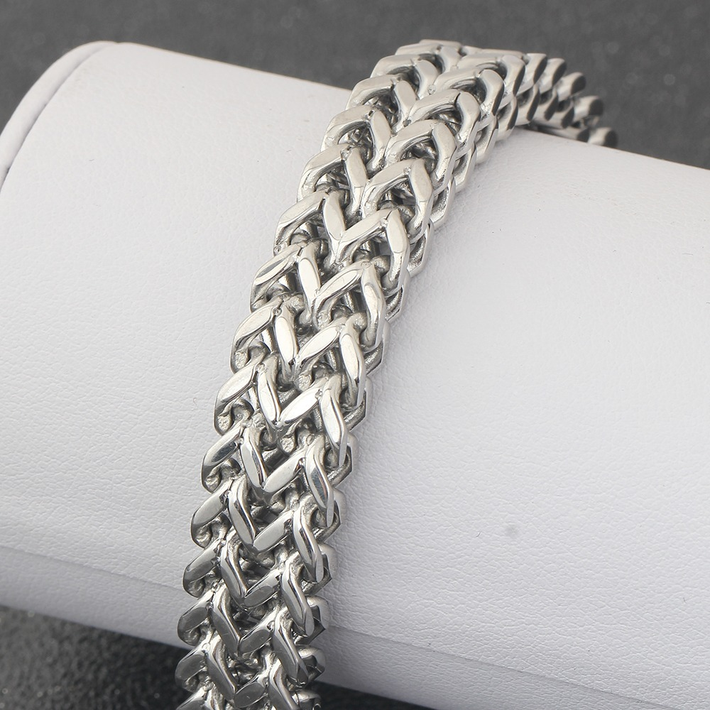 Stylish double side chain bracelet with clasp, crafted from durable stainless steel, perfect for trendy outfits.