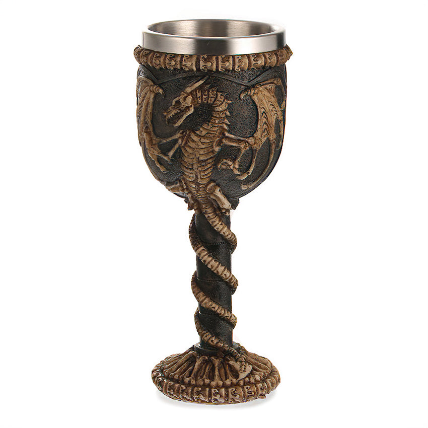 Dragon Bone Stainless Steel and Resin 200ml Retro Wine Glass / Unique Cocktail Drinkware - HARD'N'HEAVY