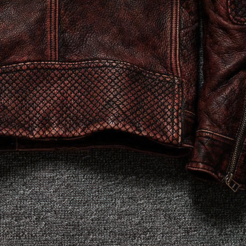 Durable Brown Biker Jacket / Genuine Leather Motorcycle Jackets / Vintage Men's Clothing - HARD'N'HEAVY