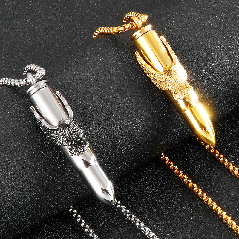 Eagle On Bullet Pendant For Men and Women / Necklace Stainless Steel Tough Man Jewelry - HARD'N'HEAVY