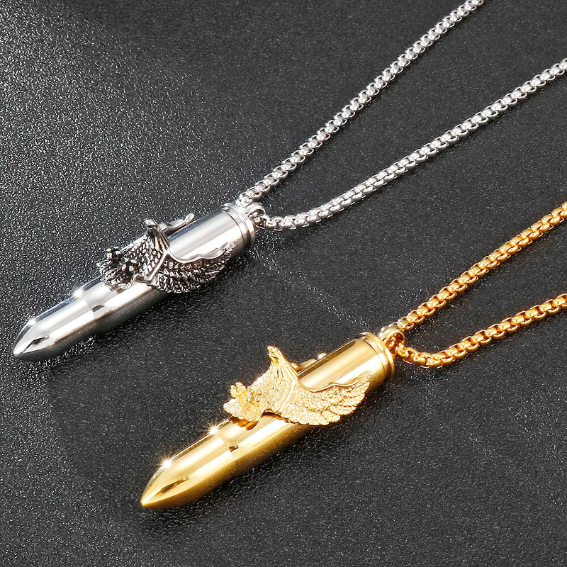 Eagle On Bullet Pendant For Men and Women / Necklace Stainless Steel Tough Man Jewelry - HARD'N'HEAVY
