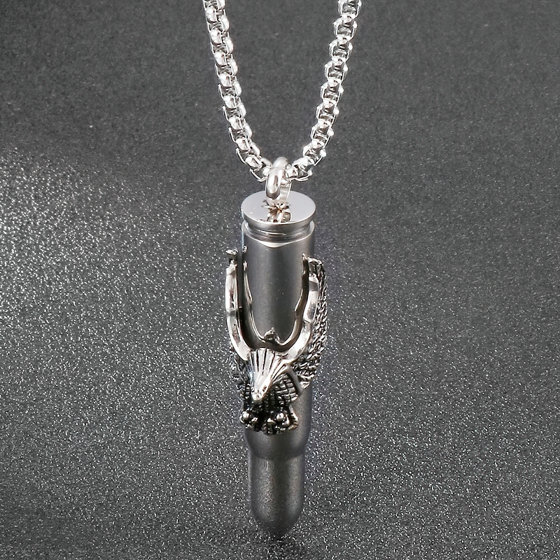 Eagle On Bullet Pendant For Men and Women / Necklace Stainless Steel Tough Man Jewelry - HARD'N'HEAVY