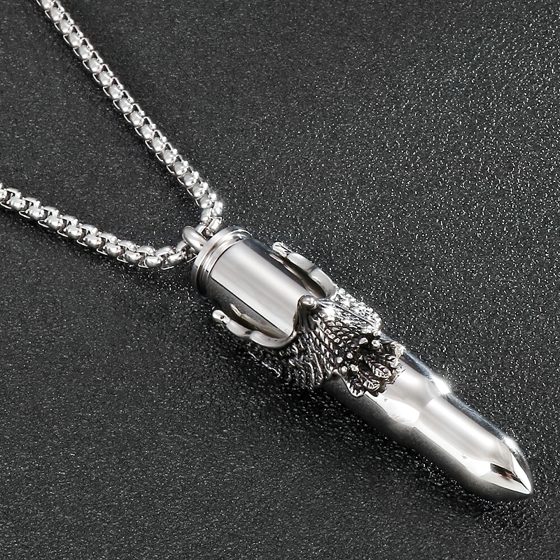 Eagle On Bullet Pendant For Men and Women / Necklace Stainless Steel Tough Man Jewelry - HARD'N'HEAVY