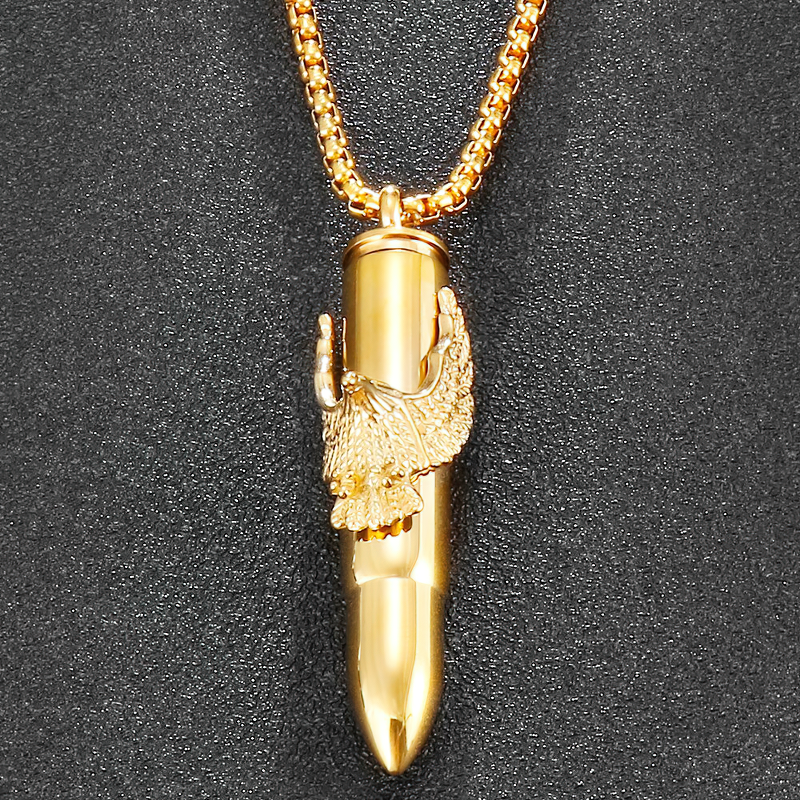 Eagle On Bullet Pendant For Men and Women / Necklace Stainless Steel Tough Man Jewelry - HARD'N'HEAVY
