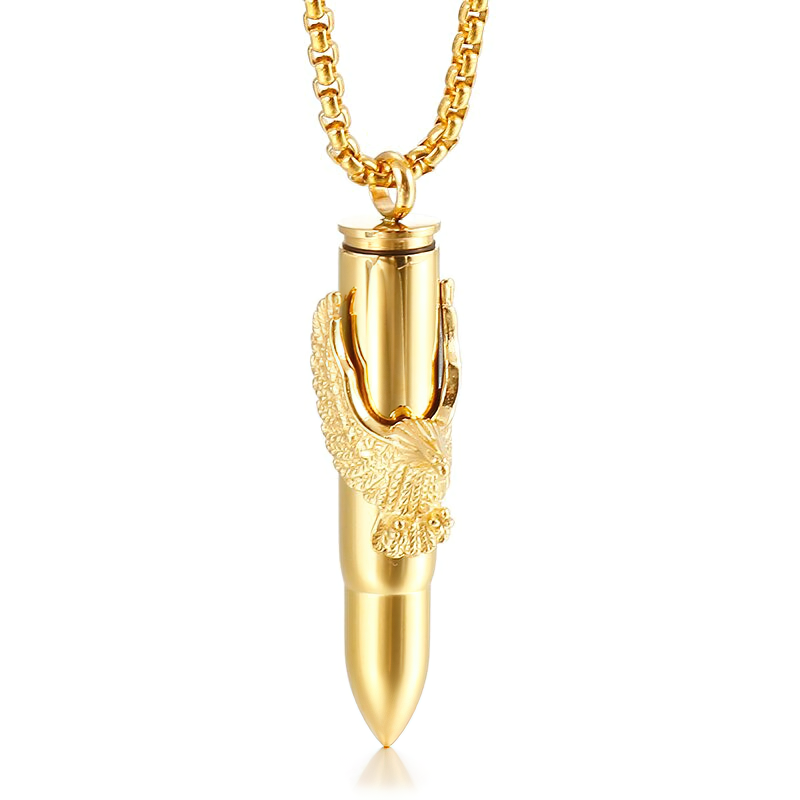 Eagle On Bullet Pendant For Men and Women / Necklace Stainless Steel Tough Man Jewelry - HARD'N'HEAVY