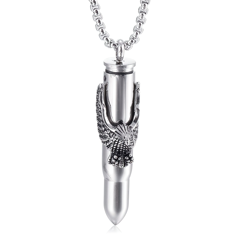 Eagle On Bullet Pendant For Men and Women / Necklace Stainless Steel Tough Man Jewelry - HARD'N'HEAVY