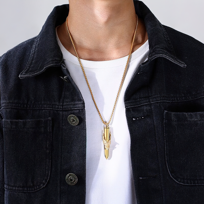 Eagle On Bullet Pendant For Men and Women / Necklace Stainless Steel Tough Man Jewelry - HARD'N'HEAVY