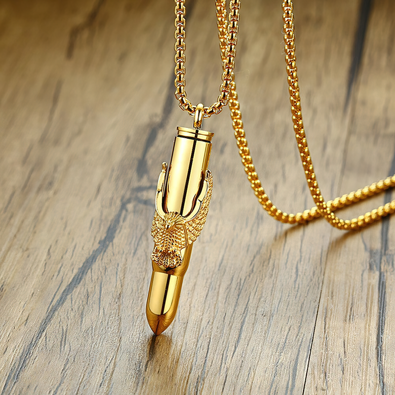 Eagle On Bullet Pendant For Men and Women / Necklace Stainless Steel Tough Man Jewelry - HARD'N'HEAVY