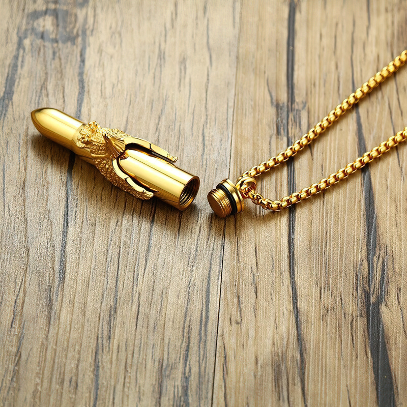Eagle On Bullet Pendant For Men and Women / Necklace Stainless Steel Tough Man Jewelry - HARD'N'HEAVY