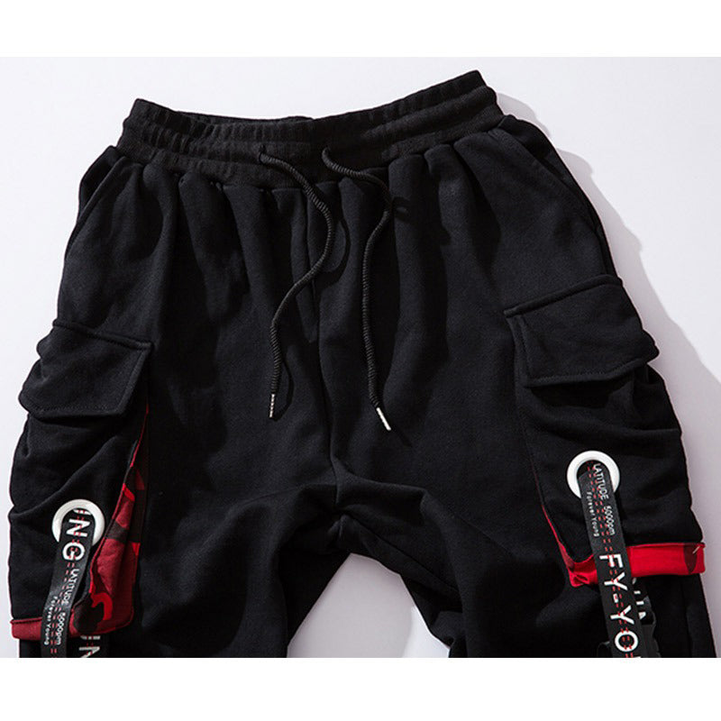 Elastic Waist Men's Multi-Pockets Joggers / Casual Pants With Straps / Fashion Male Streetwear - HARD'N'HEAVY