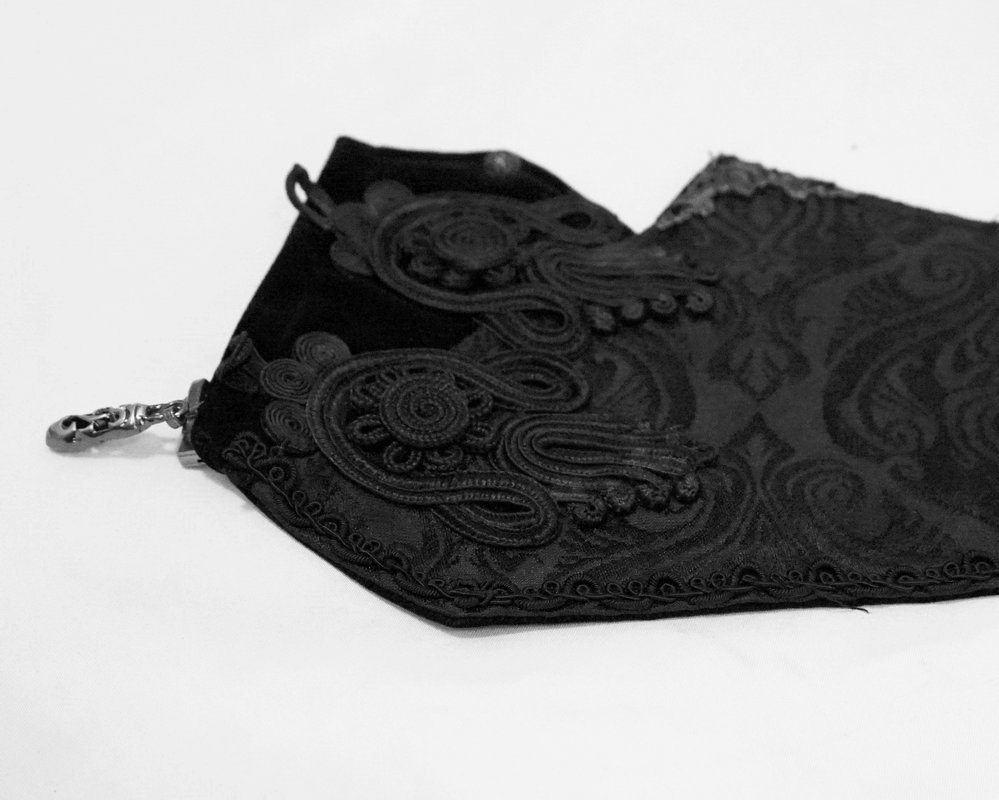 Elegant Black Corset Belt with Brocade / Men's Gothic Sashes with Lace-up on Back - HARD'N'HEAVY