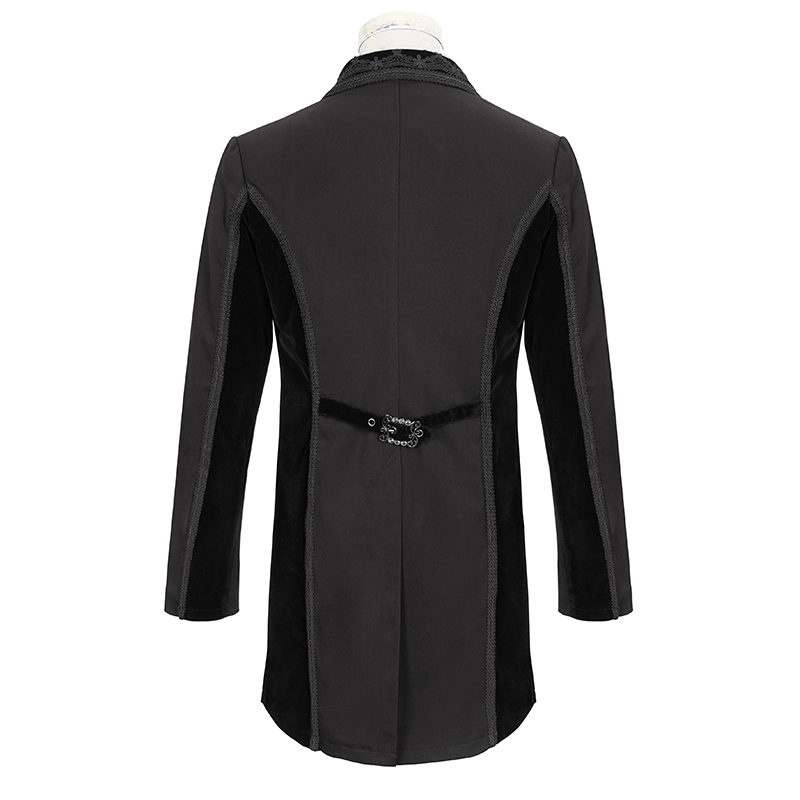 Elegant Black Double-Brasted Tail Coat with Snap Buttons / Vintage Men's Clothing in Gothic Style