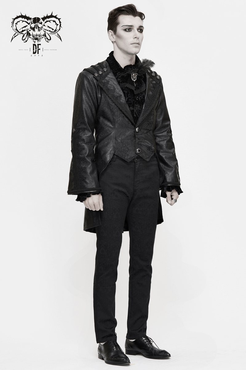Elegant Flare Sleeves Coat / Gothic Men's Tailcoat with Lace and Buttons / Alternative Fashion - HARD'N'HEAVY