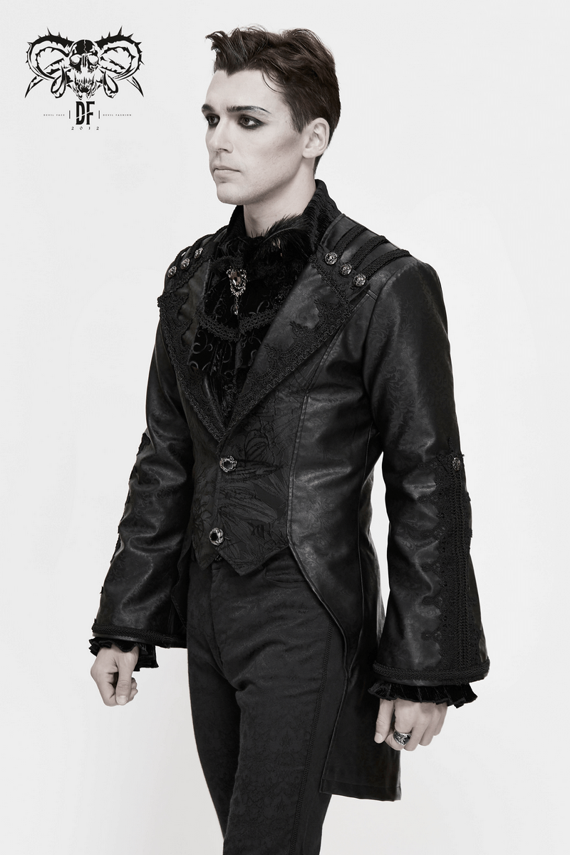 Elegant Flare Sleeves Coat / Gothic Men's Tailcoat with Lace and Buttons / Alternative Fashion - HARD'N'HEAVY