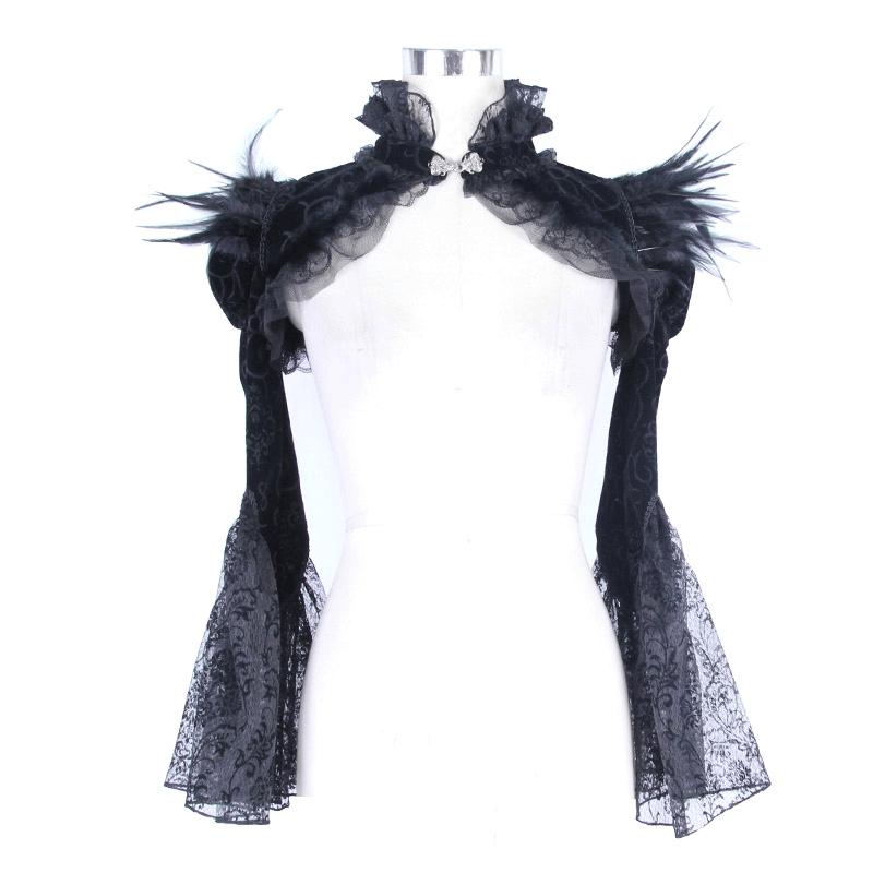 Elegant Gothic Velvet Bolero with Lace / Puffy Sleeve Lace Bolero for Women - HARD'N'HEAVY