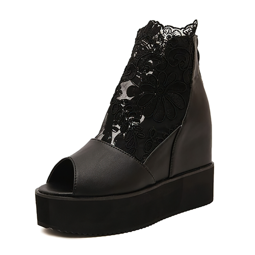 Sandales élégantes en dentelle pour femmes / Sandales de style gothique pour fille / Plateformes féminines esthétiques