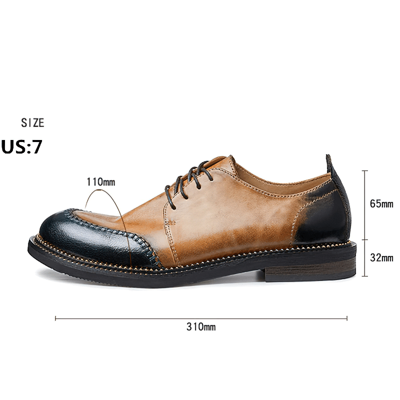 Elegant men's retro leather shoes in brown and black, featuring breathable design and lace-up style for stylish comfort.
