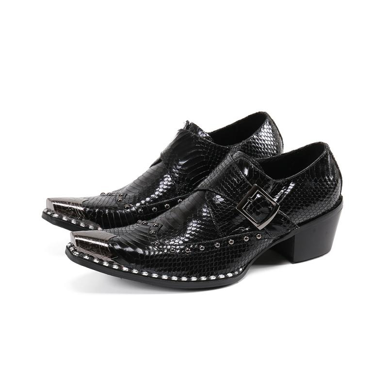 Elegant Men's Genuine Leather Dress Shoes / Vintage Dress Shoes With Buckles / Rock Style Shoes - HARD'N'HEAVY