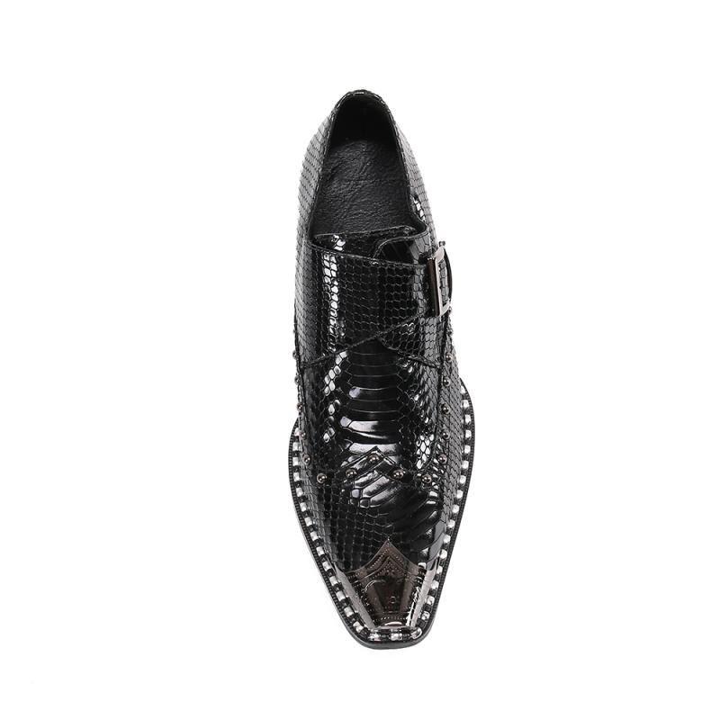 Elegant Men's Genuine Leather Dress Shoes / Vintage Dress Shoes With Buckles / Rock Style Shoes - HARD'N'HEAVY
