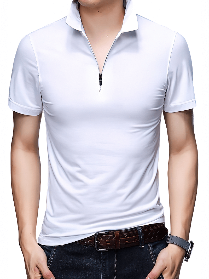 Elegant Men's Polo With Zipper / Aesthetic Male T-Shirt / Alternative Style Cotton Men's T-Short - HARD'N'HEAVY