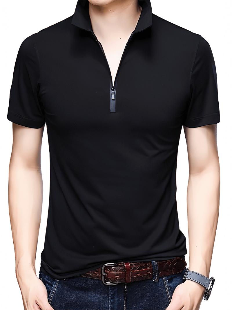 Elegant Men's Polo With Zipper / Aesthetic Male T-Shirt / Alternative Style Cotton Men's T-Short - HARD'N'HEAVY