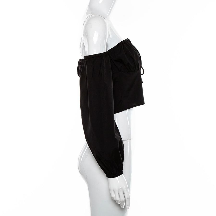Elegant Off Shoulder Women Tops in Alternative Fashion / Full sleeve Top in Black and White colors - HARD'N'HEAVY