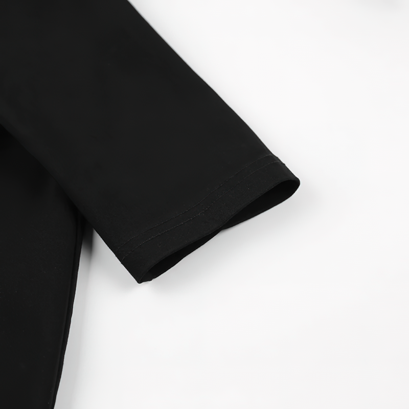 Elegant Sleeves Women's Black Dress / Aesthetic Female Long Dress With Deep Neck - HARD'N'HEAVY