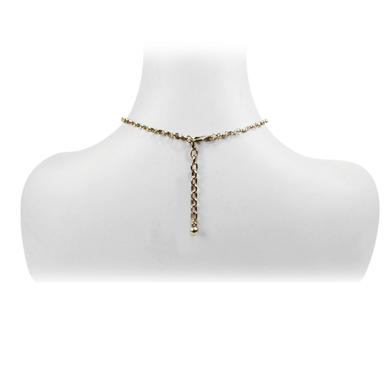 Back view of an elegant women's necklace featuring a delicate chain and pendant design, showcasing retro charm.