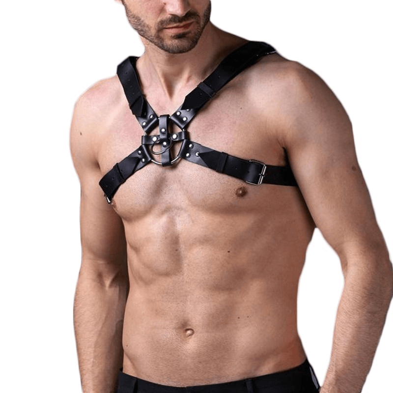 Erotic Men's Leather Chest Harness / Sexy Adjustable Bondage / Male Exotic Accessories
