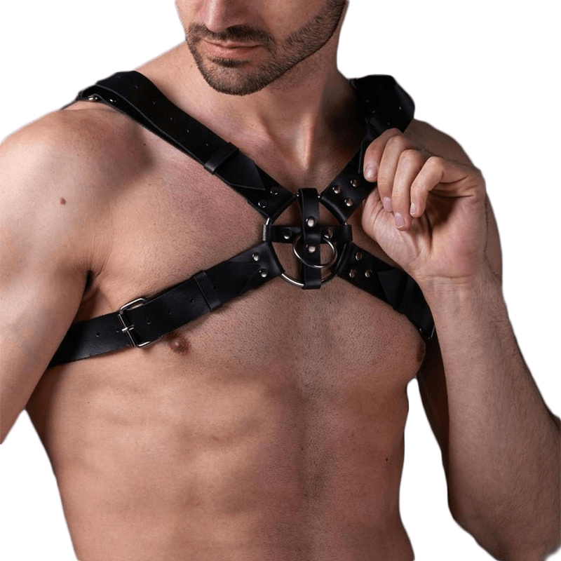 Erotic Men's Leather Chest Harness / Sexy Adjustable Bondage / Male Exotic Accessories