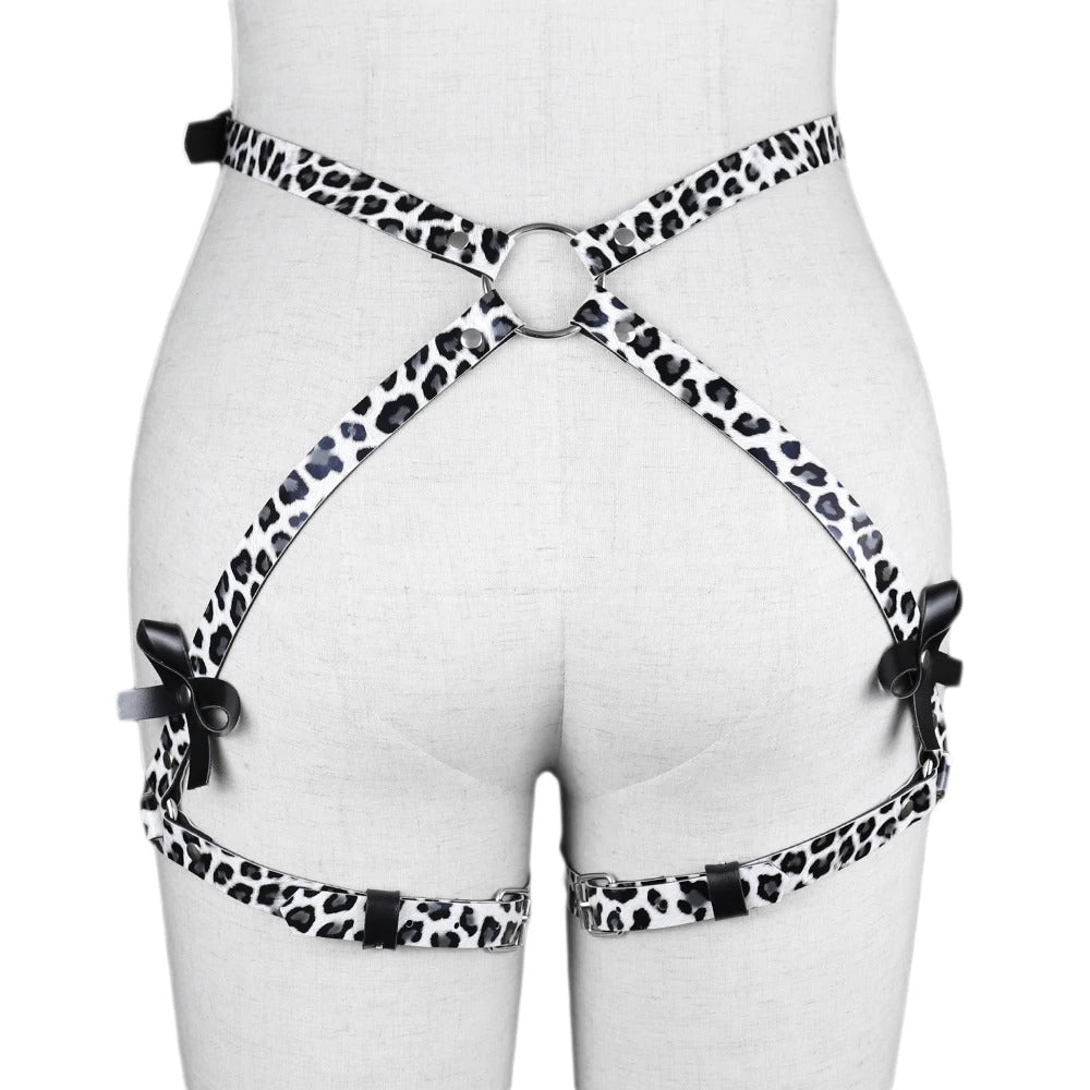 Erotic PU Leather Leg Garter for Ladies / Body Strap Harness / Lynx Buttocks Suspender Accessory - HARD'N'HEAVY