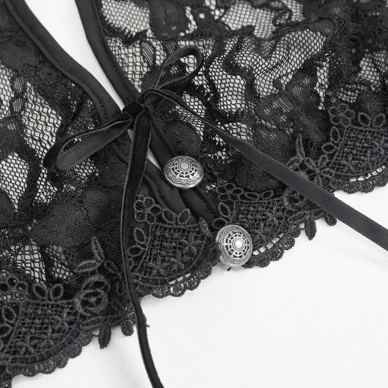 Erotic Transparent Lace Two-Piece Lingerie Set / Gothic Black Sexy Elasticity Lingerie - HARD'N'HEAVY