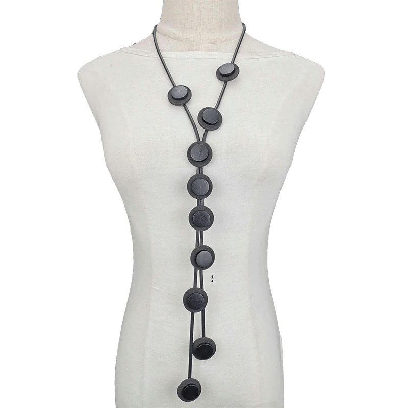 Ethnic Long Pendant Necklaces For Women / Gothic Rubber Handmade Necklaces
