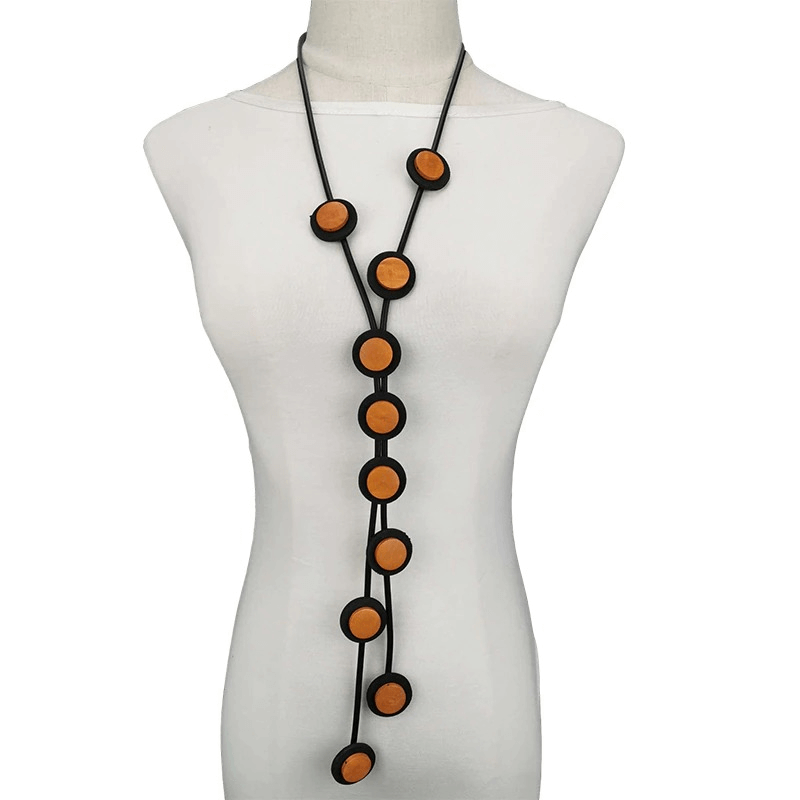 Ethnic Long Pendant Necklaces For Women / Gothic Rubber Handmade Necklaces