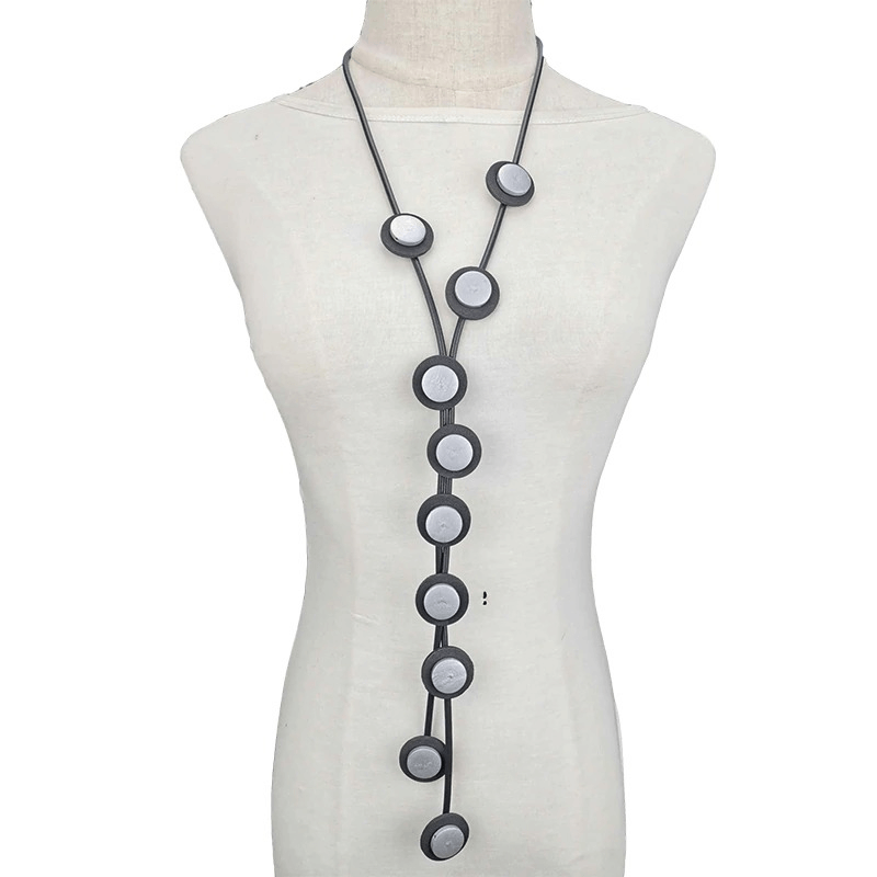 Ethnic long pendant necklace for women, featuring rubber and unique design in gothic style.