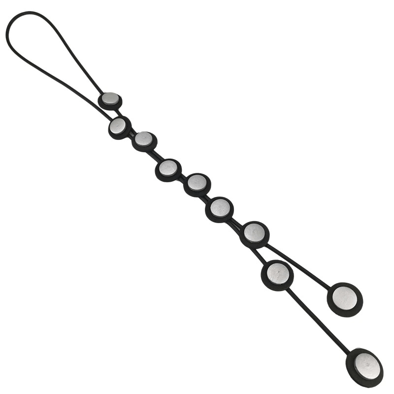 Ethnic long rubber pendant necklace for women, featuring a stylish gothic design with circular accents.