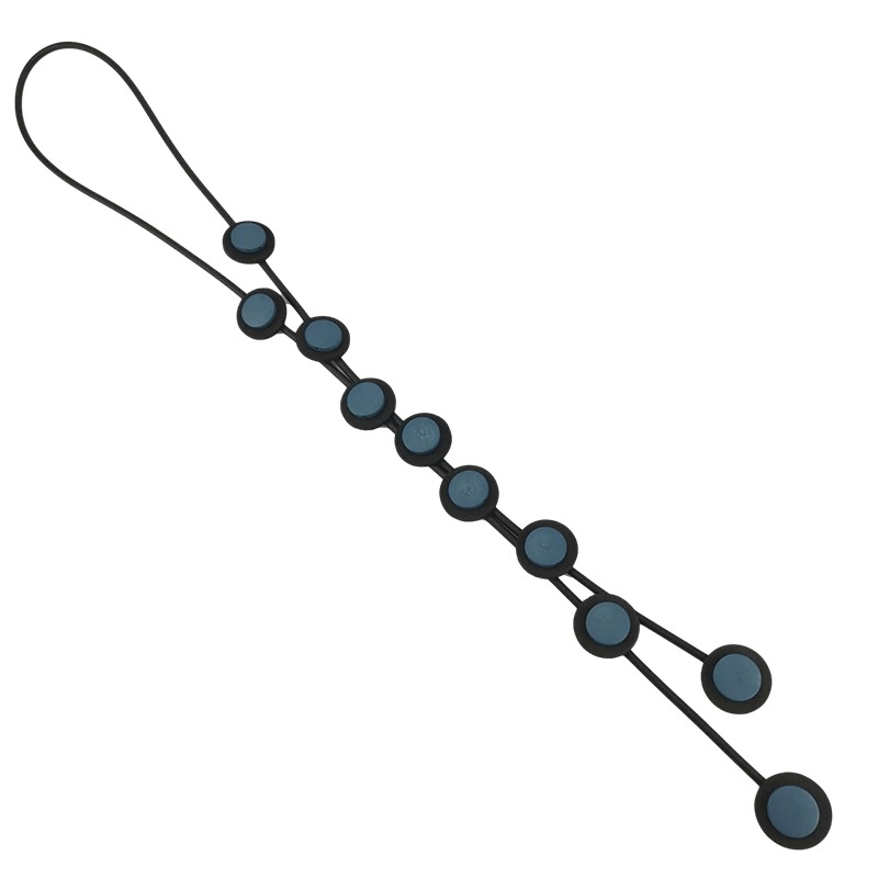 Ethnic long pendant necklace for women, featuring blue rubber circles in a gothic style, perfect for completing any outfit.