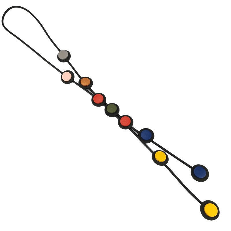 Ethnic long rubber necklace for women featuring colorful circular pendants in a stylish gothic design.