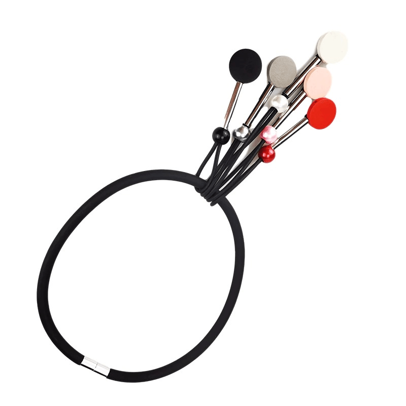 Handmade ethnic necklace for women featuring multicolor beads on a silicone choker, perfect for enhancing any outfit.