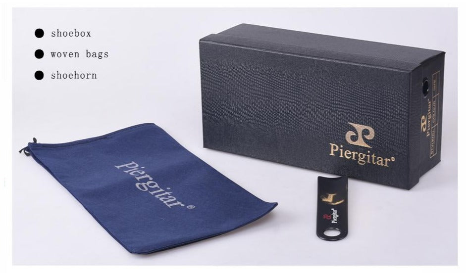 Piergitar shoebox, woven bags, and shoehorn for stylish shoe storage and organization.